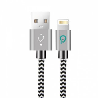 Cablu USB 2.0-A la iPhone Lightning T-T 1m Alb/Negru, Spacer SPDC-LIGHT-BRD-ZBR-1.0
